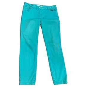 Trina Turk Turquoise Cotton Straight Leg Pants